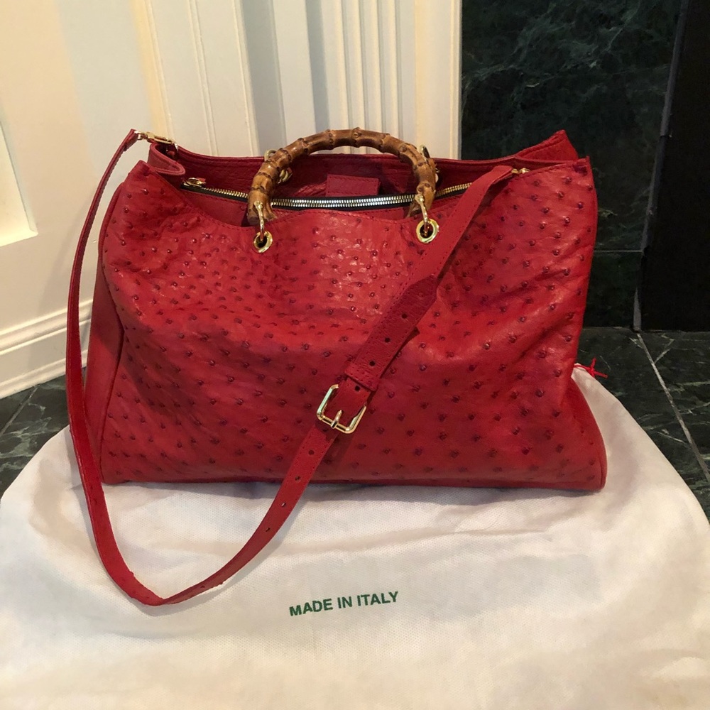 Francesco Santoro handmade RED genuine ostrich leather purse